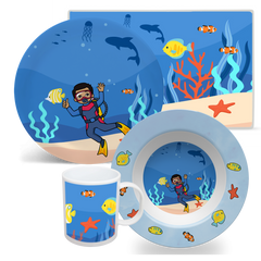 Percy Kid Marine Biologist Plate Set (BPA-Free, Non-Toxic, Dishwasher & Microwave Safe)