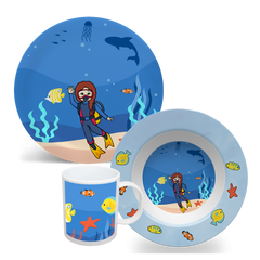 Hatysa Kid Marine Biologist Plate Set (BPA-Free, Non-Toxic, Dishwasher & Microwave Safe)