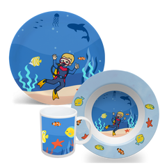 Alde Kid Marine Biologist Plate Set (BPA-Free, Non-Toxic, Dishwasher & Microwave Safe)