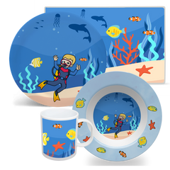 Alde Kid Marine Biologist Plate Set (BPA-Free, Non-Toxic, Dishwasher & Microwave Safe)