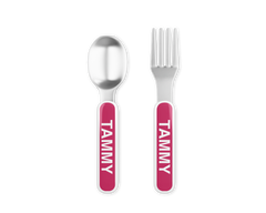 Personalized Kids Silverware Set - Spoon and Fork - Six Color Options