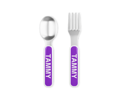 Personalized Kids Silverware Set - Spoon and Fork - Six Color Options