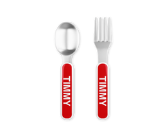 Personalized Kids Silverware Set - Spoon and Fork - Six Color Options