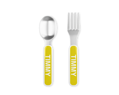 Personalized Kids Silverware Set - Spoon and Fork - Six Color Options