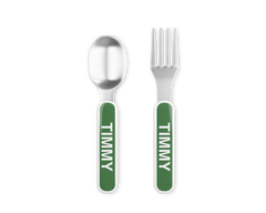 Personalized Kids Silverware Set - Spoon and Fork - Six Color Options
